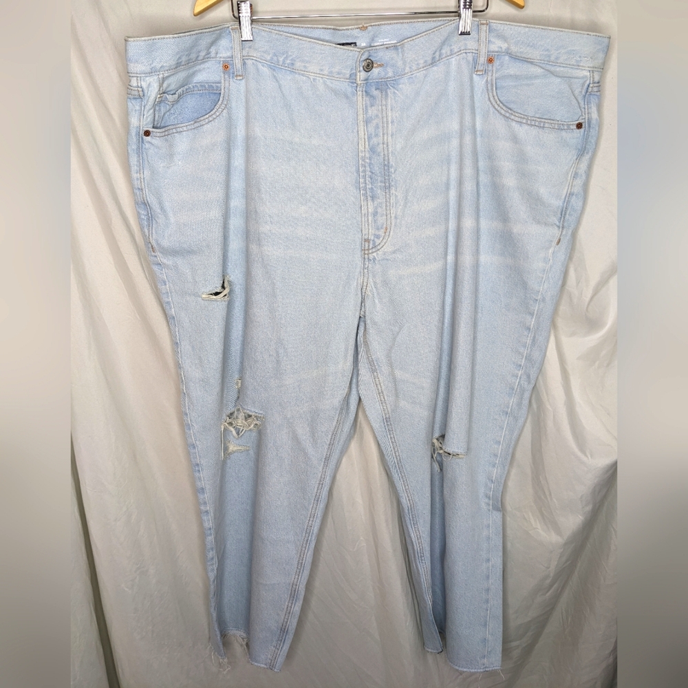 NWOT Old Navy Cropped Hig Rise Slouchy Straight Distressed Jeans, 28W